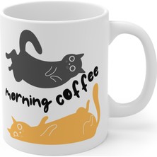 Morning Coffee Cat Porselen Kupa – Sevimli Kedili Kahve Kupası