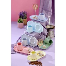 Yumuk Shop Prizma 6 Kişilik Sunumlu Renkli Kahve Fincanı Takımı 90 ml