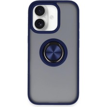 Eco Port Apple Iphone 16 Kılıf Montreal Yüzüklü Silikon Kapak - Lacivert
