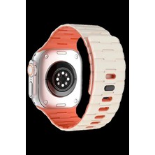 Marsilyan Apple Watch Ultra 49MM Wowen Kordon - Beyaz-Turuncu