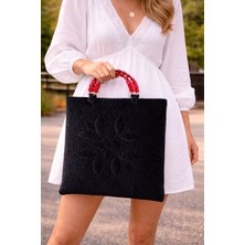 Ky Atelier Siyah Kadife Askılı Kapitone Portföy Çanta- El Yapımı Clutch- Abiye & Günlük Kullanım- Şık Kadın Çanta