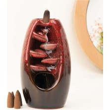 WoodBay Dekoratif Kırmızı Geri Akışlı Şelale Tütsülük / 12 Adet Geri Akış Tütsü Hediyeli