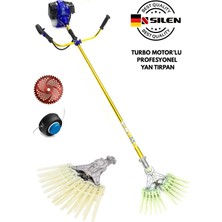 Silen Turbo Motorlu Benzinli Yan Tırpan + Tırnaklı Zeytin Badem Silkeleme Hasat Aparatı 6,8 Hp