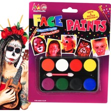 Fırsatkolik Palyaço Yüz Boyama Seti Fırçalı Makyaj Boyama Seti 8 Renk (5067)