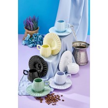 Yumuk Shop Kabak Serisi 6 Kişilik Renkli Kahve Fincan Takımı 90 ml