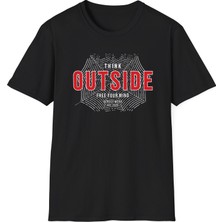 Tişört Kodu Think Outside Baskılı Regular Fit Tişört – Modern Streetwear Erkek/kadın T-Shirt