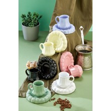 Yumuk Shop Vera 6 Kişilik Lüks Renkli Kahve Fincanı Takımı 90 ml