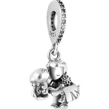 Fubena Erkek ve Kız Sevgili 925 Ayar Gümüş Charm