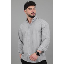 Stil Kombin Ince Çizgili Oversize Yazlık Uzun Kol Gömlek Mrs 218_40415