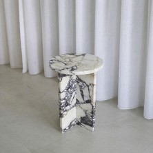 Adomar Marble DOKI30 Sehpa, Menekşe Mermer Yan Sehpa, Zigon Sehpa, Özel Ölçü, %100 Mermer Sehpa
