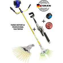 Silen Turbo Motorlu Benzinli Yan Tırpan + Tırnaklı + Kancalı Zeytin & Badem Silkeleme Hasat Aparatı 6,8 Hp