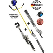 Silen Turbo Motorlu Benzinli Yan Tırpan + Çit Kesme + Kancalı Zeytin & Badem Silkeleme Hasat Aparatı 6,8 Hp
