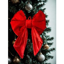 Haze Design Lab Kırmızı Kadife Fiyonk Yılbaşı Çam Ağaçı Süsü