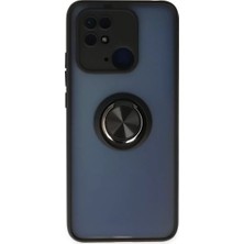 LTG Nova Redmi 10C Kılıf Montreal Yüzüklü Silikon Kapak - Siyah