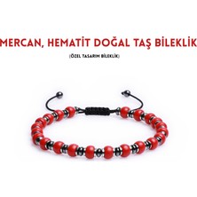 Sırlı Taş Mercan, Hematit Doğal Taş Bileklik, Kadın Bileklik, Tasarım Bileklik Ipli Ayarlanabilir