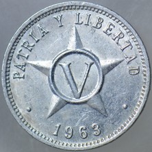 Banknoting Küba 5 Centavos 1963 Basıldığı Ilk Yıl.