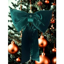 Haze Design Lab Yeşil Kadife Büyük Fiyonk Yılbaşı Çam Ağaçı Süsü