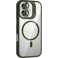 LTG Nova Iphone 16 Remim Lensli Magsafe Standlı Kapak - Koyu Yeşil