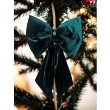 Haze Design Lab Yeşil Kadife Fiyonk Yılbaşı Çam Ağaçı Süsü