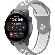 LTG Nova Watch 20MM Spor Delikli Kordon - Gri-Beyaz