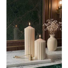 Decor Shops El Yapımı 2'li Oluklu Soya Wax Mum Seti - Dekoratif Doğal Soya Mumu
