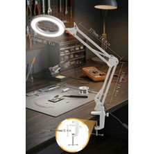 Gucso LED Büyüteçli Masa Lambası 5x 10X – 3 Renk Ayarlı USB Akrobat Kollu Işıklı Büyüteç