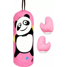 Diji Baby Çocuk Boks Kum Torbası Eldiven Dahil 2-6 Yaş Panda Pembe