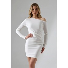 Kadın Tek Omuz Asimetrik Kesim Bodycon Elbise