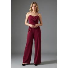 Kadın Kruvaze Yaka Ithal Krep Kumaş Tulum