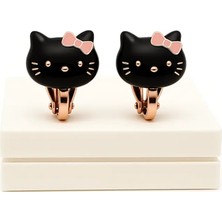 Makewell Minik Kedi Sıkıştırmalı Küpe Deliksiz Kulağa Uygun Kız Çocuk Hediye