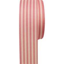 P Parla Tafta Çizgi Desen Kurdele 25 mm Pudra 10 Metre