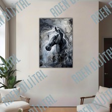 Aden Dijital Dekoratif Siyah At Kanvas Tablo