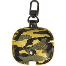 Marsilyan Apple Airpods Pro 2 (2.nesil) Çanta Kamuflaj Deri Kılıf - Sarı