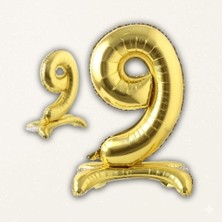 Deha Parti 9 Yaş Altın Ayaklı  Folyo Rakam Balon 70 cm Doğum Günü Parti Dekorasyon Süsü