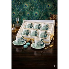 Lumindra 6 Kişilik Lüks Porselen Kahve Fincan Takımı - Kuğu Tasarım Zucci