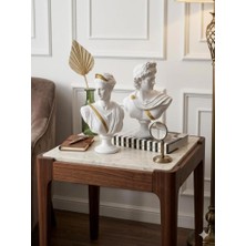 Mirsa Global Dekoratif Apollo Diana Büst Biblo – Antik Yunan Heykel Tarzı, Biblo Gold Detaylı Lüks Salon Konsol Süs Objesi ( Polyester)