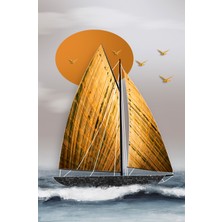 Aden Dijital Dekoratif Gemi Manzara Kanvas Tablo