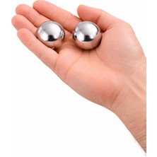 PremiumPort Parlak Metal Stres Bilyesi El Egzersizi Terapi Topu 2'li Set