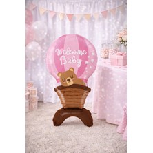 Deha Parti Folyo Balon Ayaklı Welcome Baby Pembe 100 cm Baby Shower Doğum Günü