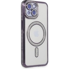 DS LLC Apple Iphone 13 Kılıf Joke Simli Magneticsafe Kılıf - Derin Mor