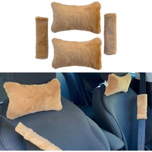Konforlu Peluş Araba Boyun Yastığı ve Emniyet Kemer Pedi Seti