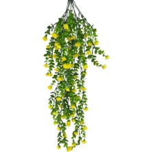 Yapay Çiçek Sarı Sarkan Lotus Çiçekli Okaliptus Şimşir Yapay Sarmaşık 5dal 60CM