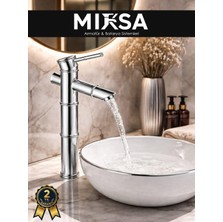 Mixsa Lüx Bambu Çanak Krom Premıum Lavabo Bataryası