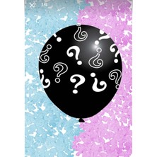 Deha Parti Siyah Büyük Soru Işaretli Cinsiyet Belirleme Partisi Balonu Mavi