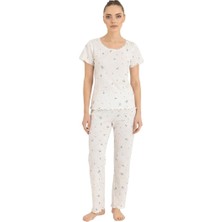 Royam Seamlife Kadın %100 Pamuk Kalp Desenli Kısa Kollu Pijama Takımı 466542