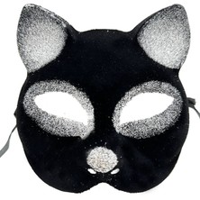 Runaway Siyah Gümüş Simli Kedi Maskesi