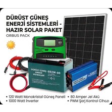 Dürüst Güneş Enerji Sistemleri ​hazır Solar Paket - 120W Panel, 80AH Akü, 1000W Inverter