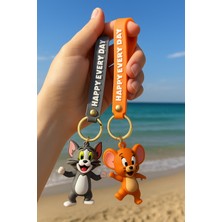 Famemus Accessory 2li Tom & Jerry 3D Silikon Büyük Anahtarlık Seti Hediyelik Çanta Aksesuar