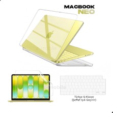 Z-Mobile Apple Macbook Neo 13 Inç A3404 Uyumlu Kapak Kılıf, Ekran ve Klavye Koruyucu 3'lü Set Şeffaf Parlak Premium Tam Koruma