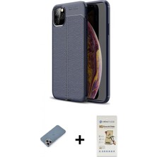 İlk El Grup Ieg™ iPhone 11 Pro Max Kılıf Doruk Klasik Özel Seri - Siyah Mat Seramik Nano Ekran Koruyucu + Mor Metal Kamera Lens Koruma Cam